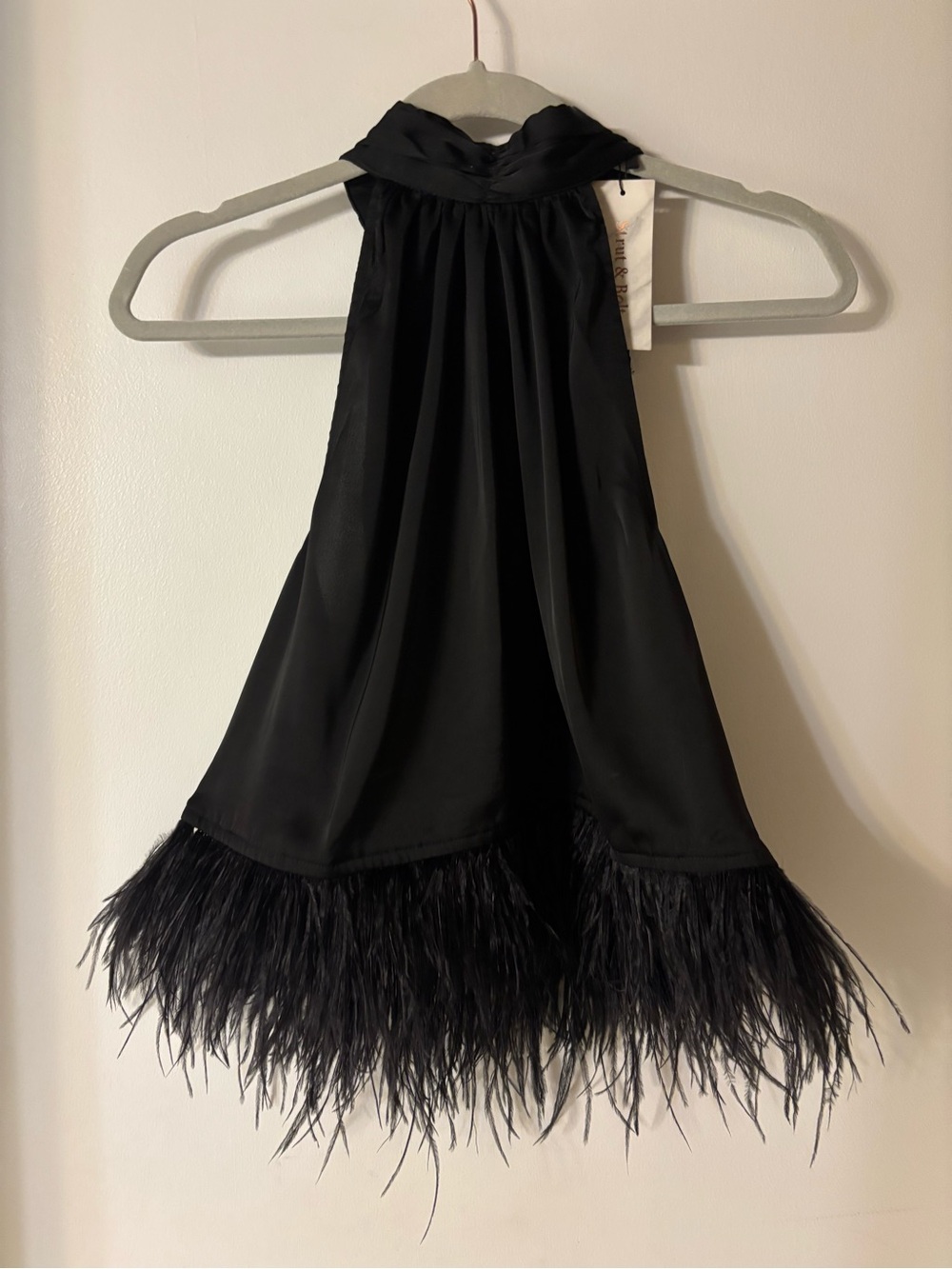Boutique Black Feather-Hem top - Women's